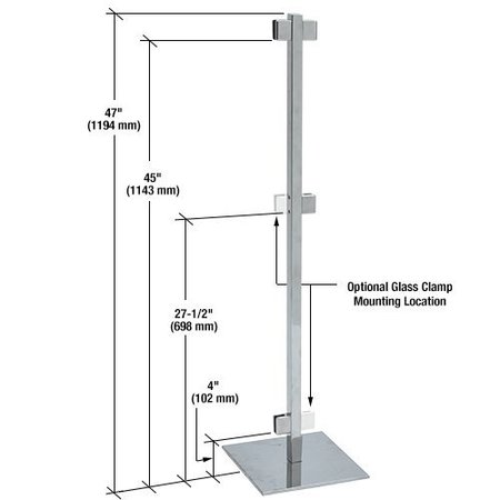 CR LAURENCE Polished Stainless F-Post 47 in. - Center Post FSP47CPPS